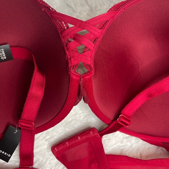 XO Plunge Push-Up Tattoo Lace Straight Back Bra 46D - Picture 8 of 16